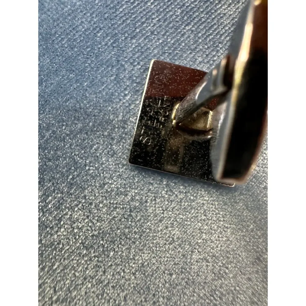 Vintage Sterling Silver Monogram F Cufflinks Square Etched Deco Men's Estate